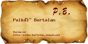 Palkó Bertalan névjegykártya